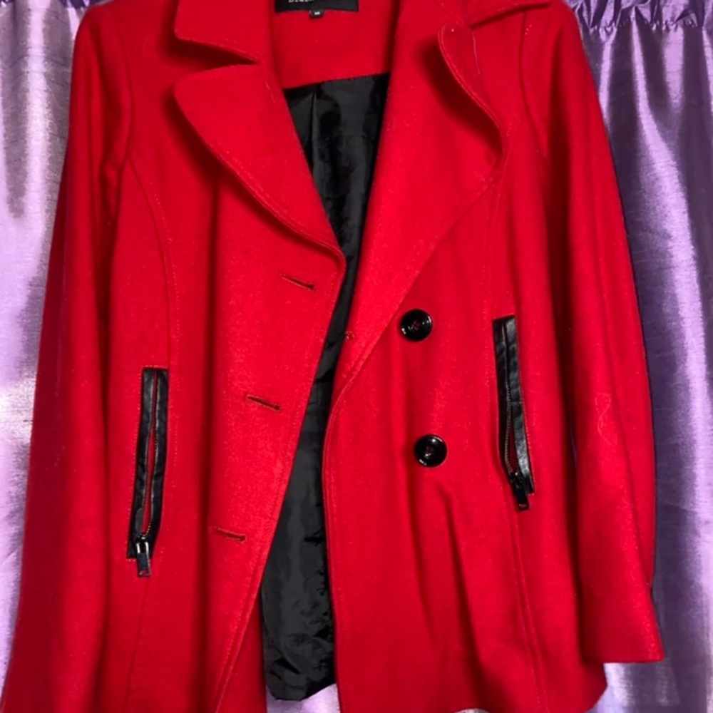 Red pea coat